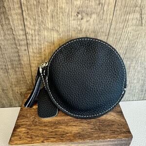 Genuine Leather Black Coin Purse Black Leather Wallet Key Holder Purse Charm